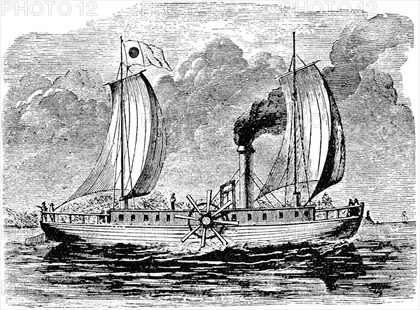 Robert Fulton’s Steamboat, Engraving, 1889