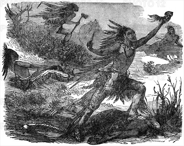 “Indians Scalping Their Victims”, Book Illustration from “Indian Horrors or Massacres of the Red Men”, by Henry Davenport Northrop, 1891