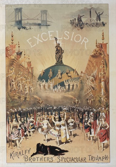 Kiralfy Brothers' Spectacular Triumph, Excelsior, Poster, circa 1883