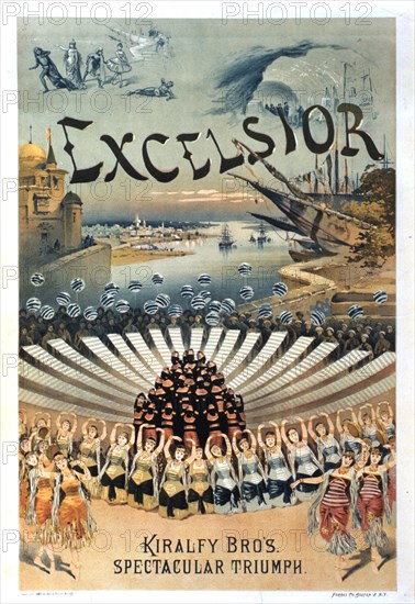 Kiralfy Brothers' Spectacular Triumph, Excelsior, Poster, circa 1883