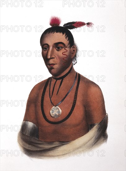 Wa-kawn, Winnebago Chief who Fought in Battle of Tippecanoe, 1811, Copy by A. Ford of a Painting by James Otto Lewis, 1826