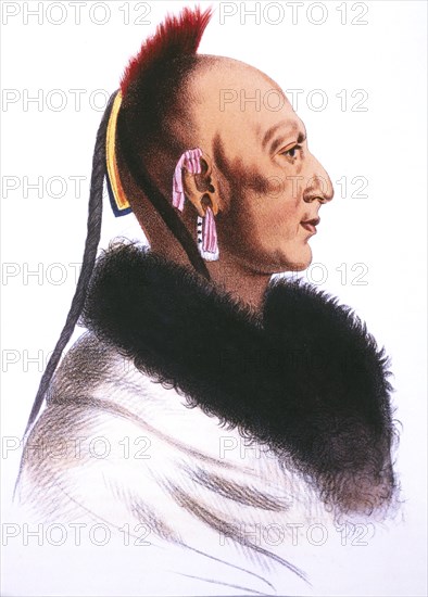 Le Soldat du Chene, Osage Chief, Lithograph by McKinney and Hall after a Painting by Charles de Saint-Memin, circa 1805