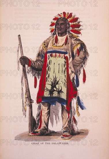 Delaware Chief, Lithograph, circa 1855