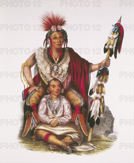 Keokuk, Sauk and Fox Chief, and Child, Painting by Charles Bird King, circa 1837