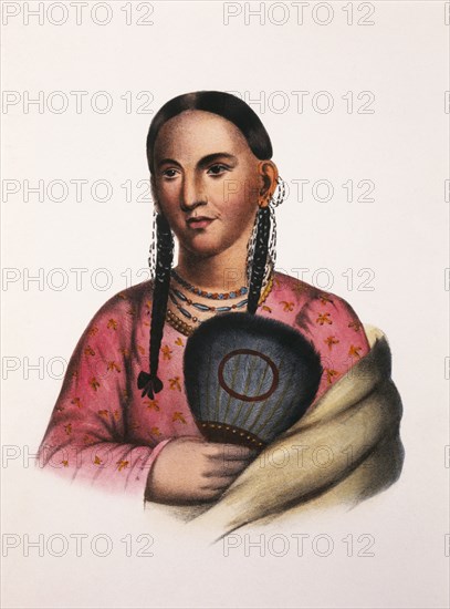 Rantchewaime, Flying Pigeon, Wife of Iowa Chief Mahaskah, White Cloud, Painting by Charles Bird King, circa 1824