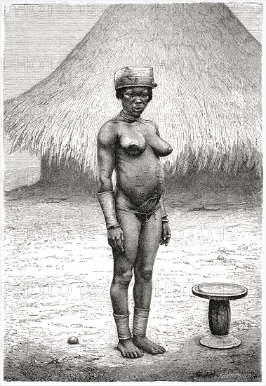 Woman of the Njam-Njam, Africa, Illustration after original Photograph by Richard Buchta, 1885