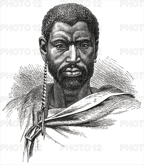 Sandili, King of the Gaika, Africa,  Illustration from Photograph by G. Fritsch, 1885