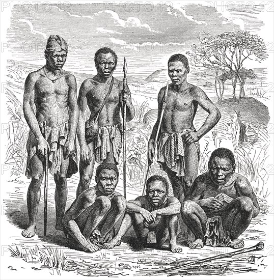 Portrait of Mountain Damaran Men, Namibia, Illustration, 1885