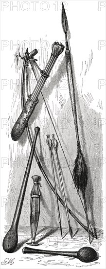 Weapons of Herero People, Southern Africa, Illustration, 1885