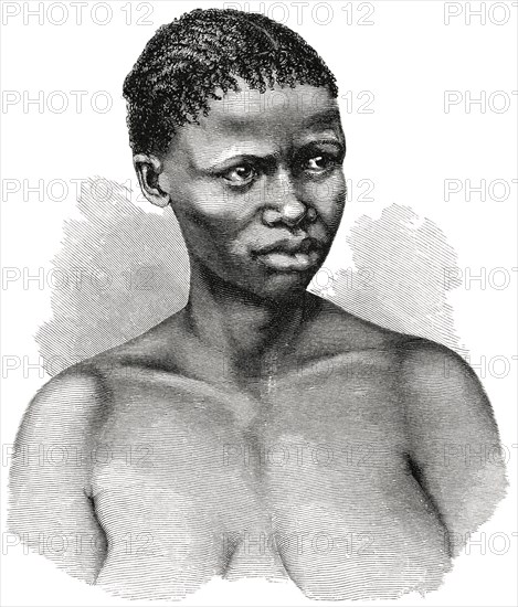 Young Bushman Woman, Lake Ngami Region, Botswana, Africa, Illustration, 1885