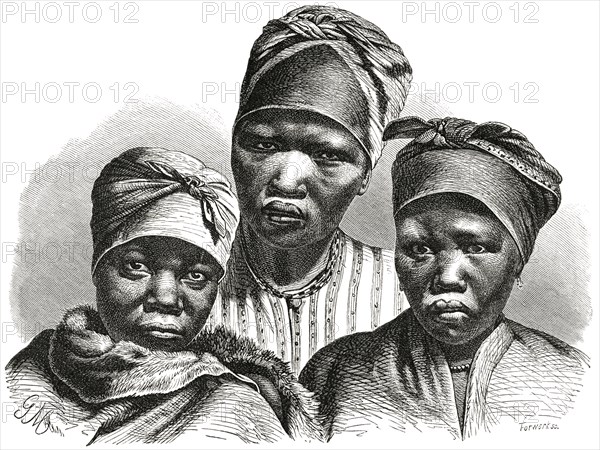 Three Young Namaquan Women, Southern Africa, Illustration, 1885