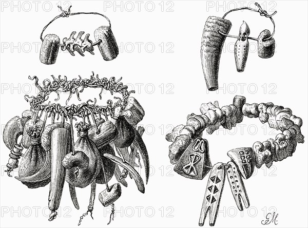 Magician's Apparatus, Africa, Illustration, 1885