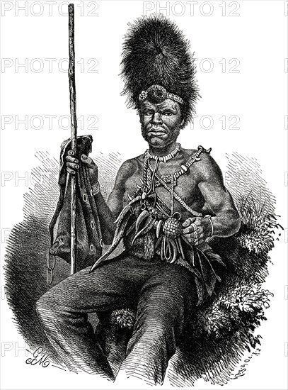 Basuto Magician, Africa, Illustration, 1885