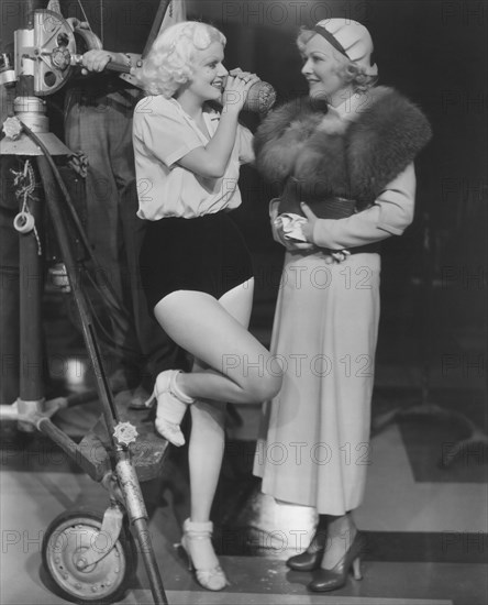 Jean Harlow (L), on-set of the Film, "The Girl from Missouri", 1934