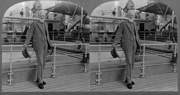 George Bernard Shaw, Author and Dramatist, on a Visit to the Hawaiian Islands, Stereo Card, Keystone-Mast Collection, early 1930's