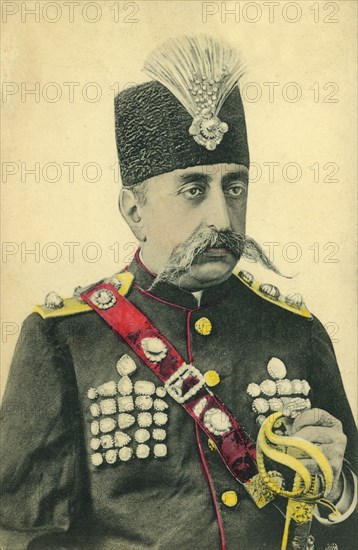 Mozaffar ad-Din Shah Qajar (1853-1907), Shah of Persia 1896-1907, Portrait, Souvenir Postcard, 1902