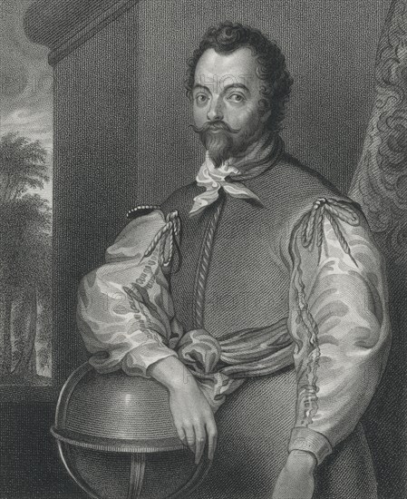 Sir Francis Drake (1540-96), English Admiral and Navigator, Portrait, Engraved by S. Freeman, 1829