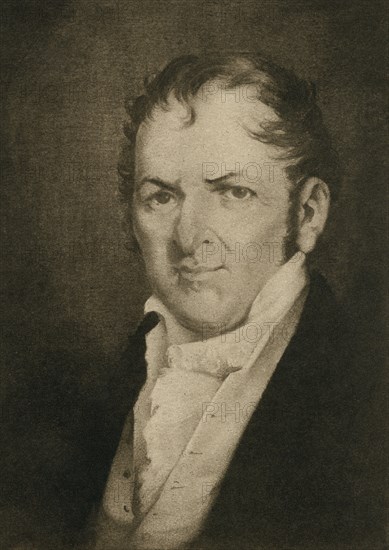 Eli Whitney (1765-1825), American Inventor Best Known for Inventing the Cotton Gin, Portrait, Engraving