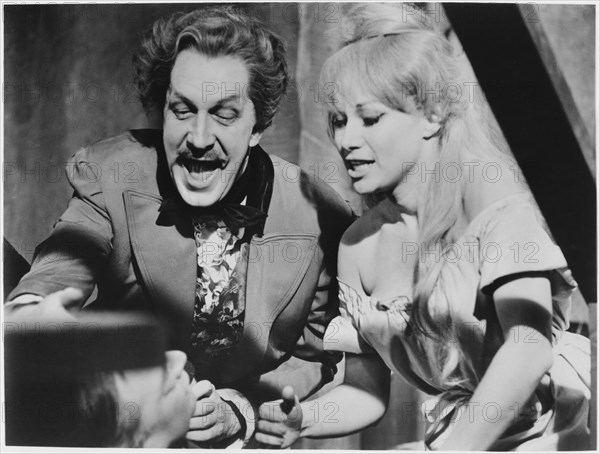 Joyce Jameson, Vincent Price, on-set of the Film, "Tales of Terror", 1962