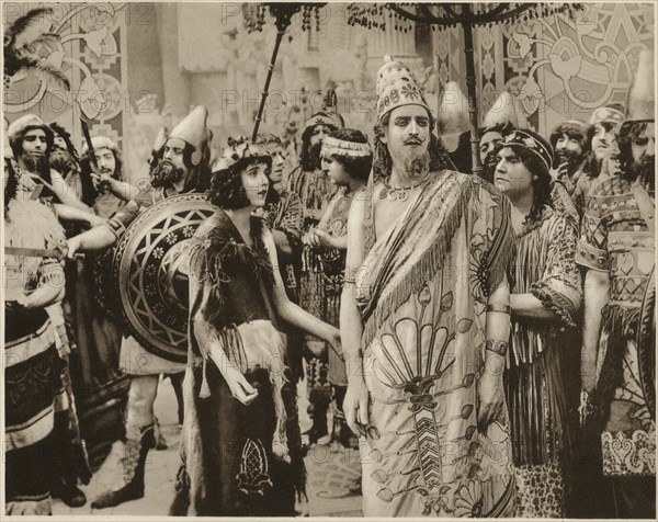 Constance Talmadge, Alfred Paget, on-set of Ancient Babylonian Story as part of the Silent Film, "Intolerance" by D.W. Griffith, 1916