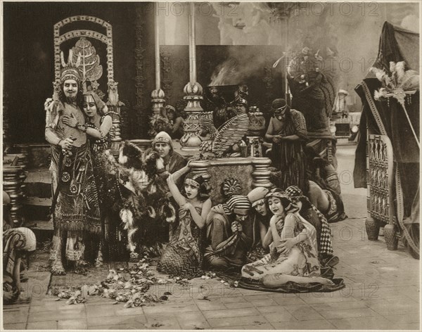 Alfred Paget, Seena Owen, on-set of Ancient Babylonian Story as part of the Silent Film, "Intolerance" by D.W. Griffith, 1916