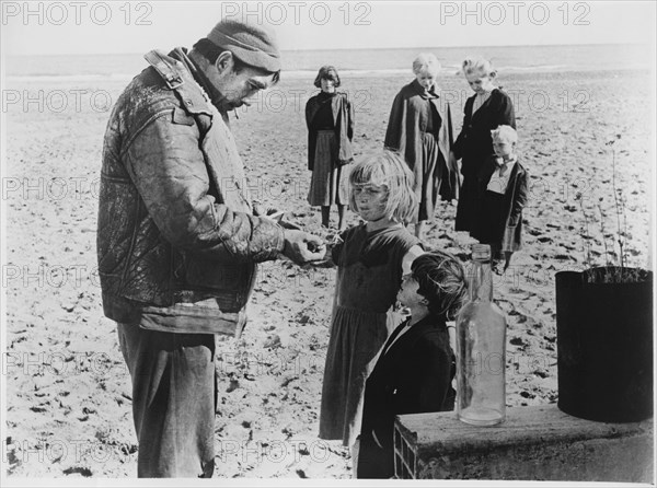 Anthony  Quinn, on-set of the Film, “La Strada”, 1954