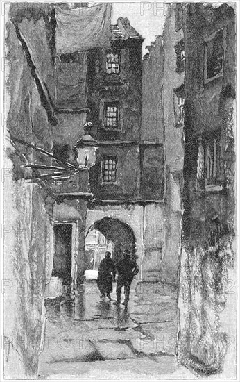 Philosopher David Hume's Lodgings, Riddle's Close, 322 High Street, Edinburgh, Scotland, Harper's New Monthly Magazine, Illustration, March 1891