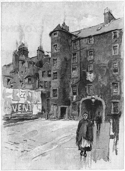 Scottish Poet Tobias Smollett's House, St. John Street, Canongate, Edinburgh, Scotland, Harper's New Monthly Magazine, Illustration, March 1891