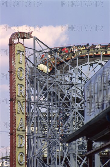 Amusement Park Roller Coaster, Coney Island, New York, USA, August 1961