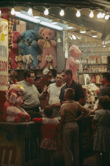 Amusement Park Arcade Game at Night, Coney Island, New York, USA, August 1961