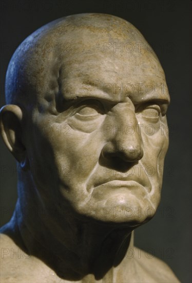 Marble Bust of Roman Man, Three-Quarter View, Metropolitan Museum of Art, New York City, New York, USA, July 1961