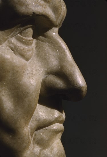Marble Bust of Roman Man, Right Profile, Metropolitan Museum of Art, New York City, New York, USA, July 1961