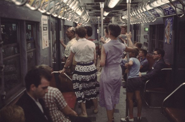Group of People on Subway, New York City, New York, USA, July 1961