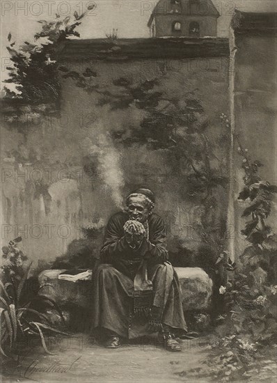 Smoke after Vespers, Photogravure Print from the Original Painting by Vincent Chevilliard, The Masterpieces of French Art by Louis Viardot, Published by Gravure Goupil et Cie, Paris, 1882, Gebbie & Co., Philadelphia, 1883