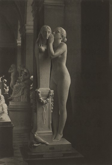 First Secret Entrusted to Venus, Premier secret confié à Vénus, Photogravure Print from the Original Sculpture by Francois Jouffroy, The Masterpieces of French Art by Louis Viardot, Published by Gravure Goupil et Cie, Paris, 1882, Gebbie & Co., Philadelphia, 1883