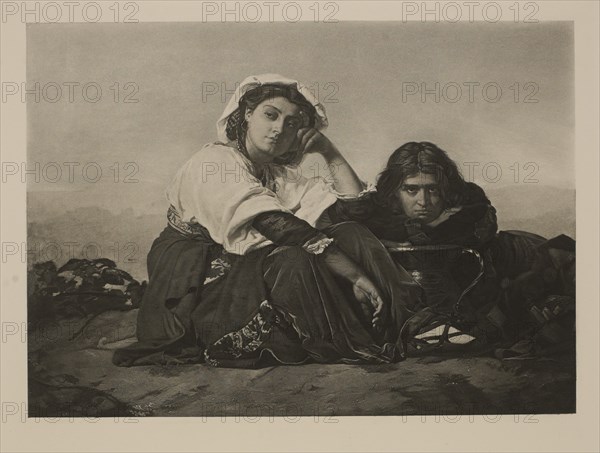 Repose, Le Repos, Photogravure Print from the Original Painting by Henri Lehmann, The Masterpieces of French Art by Louis Viardot, Published by Gravure Goupil et Cie, Paris, 1882, Gebbie & Co., Philadelphia, 1883