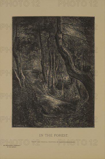 In the Forest, Photogravure Print from the Original Painting by Eugene Desjobert, The Masterpieces of French Art by Louis Viardot, Published by Gravure Goupil et Cie, Paris, 1882, Gebbie & Co., Philadelphia, 1883