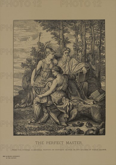 The Perfect Master, Woodcut Engraving from the Original Allegorical Painting by Eustache le Sueur, The Masterpieces of French Art by Louis Viardot, Published by Gravure Goupil et Cie, Paris, 1882, Gebbie & Co., Philadelphia, 1883