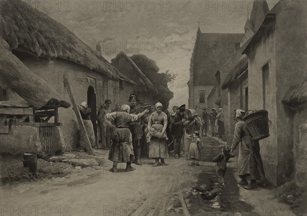 The Arrest in Picardie, Photogravure Print from the Original Painting by Hugo Salmson, The Masterpieces of French Art by Louis Viardot, Published by Gravure Goupil et Cie, Paris, 1882, Gebbie & Co., Philadelphia, 1883