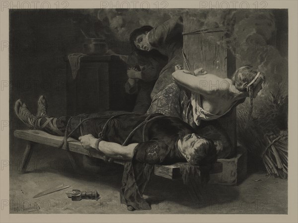 Death of Chramn, Photogravure Print from the Original Painting by Évariste Vital Luminais, The Masterpieces of French Art by Louis Viardot, Published by Gravure Goupil et Cie, Paris, 1882, Gebbie & Co., Philadelphia, 1883