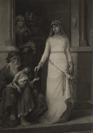 Blanche of Castile, Photogravure Print from the Original Painting by Georges Moreau, The Masterpieces of French Art by Louis Viardot, Published by Gravure Goupil et Cie, Paris, 1882, Gebbie & Co., Philadelphia, 1883
