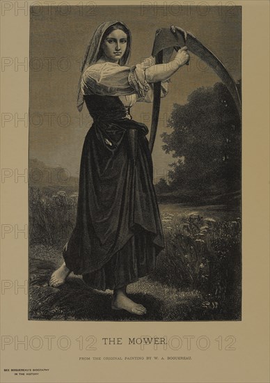 The Mower, Woodcut Engraving from the Original Painting by W. A. Bouguereau, The Masterpieces of French Art by Louis Viardot, Published by Gravure Goupil et Cie, Paris, 1882, Gebbie & Co., Philadelphia, 1883