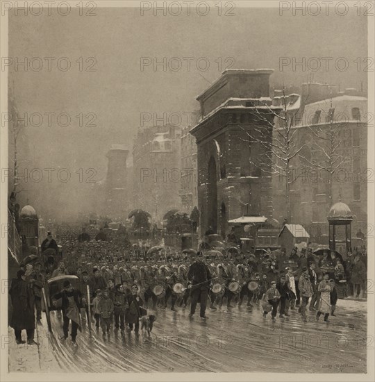 The Passing Regiment, Photogravure Print from the Original Painting by, Edouard Detaille, The Masterpieces of French Art by Louis Viardot, Published by Gravure Goupil et Cie, Paris, 1882, Gebbie & Co., Philadelphia, 1883
