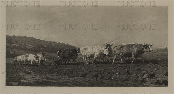 Ploughing in the Nivernals, Photogravure Print from the Original 1849 Painting by Rosa Bonheur, The Masterpieces of French Art by Louis Viardot, Published by Gravure Goupil et Cie, Paris, 1882, Gebbie & Co., Philadelphia, 1883