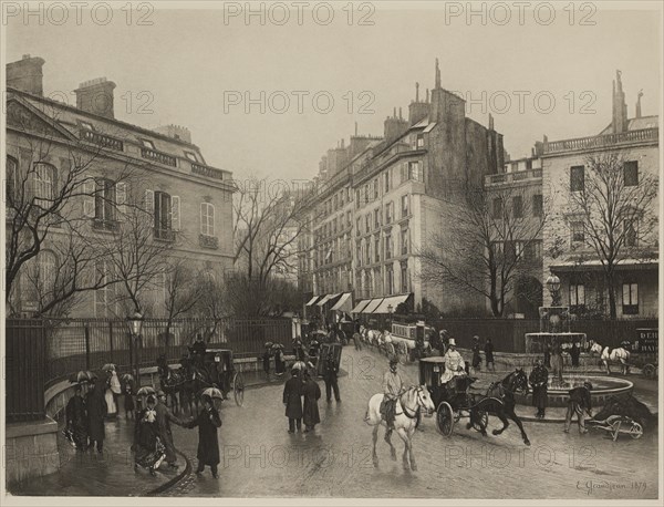 La Place Saint Georges, Paris, Photogravure Print from the Original 1879 Painting by Edmond-Georges Grandjean, The Masterpieces of French Art by Louis Viardot, Published by Gravure Goupil et Cie, Paris, 1882, Gebbie & Co., Philadelphia, 1883