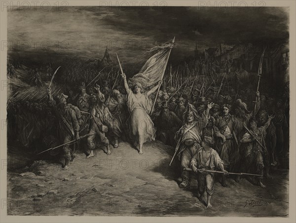 The Marseillaise Hymn, Photogravure Print from the Original 1870 Painting by Gustave Doré, The Masterpieces of French Art by Louis Viardot, Published by Gravure Goupil et Cie, Paris, 1882, Gebbie & Co., Philadelphia, 1883