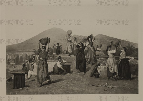 Excavations at Pompeii, Photogravure Print from the Original 1865 Painting by Edouard-Alexandre Sain, The Masterpieces of French Art by Louis Viardot, Published by Gravure Goupil et Cie, Paris, 1882, Gebbie & Co., Philadelphia, 1883