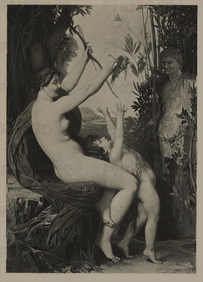 Nymph and Bacchus, Photogravure Print from the Original Painting by Jules Joseph Lefebvre, The Masterpieces of French Art by Louis Viardot, Published by Gravure Goupil et Cie, Paris, 1882, Gebbie & Co., Philadelphia, 1883