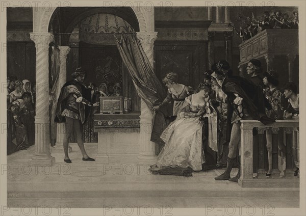 Portia, from the Merchant of Venice, Photogravure Print from the Original 1881 Painting by Alexandre Cabanel, The Masterpieces of French Art by Louis Viardot, Published by Gravure Goupil et Cie, Paris, 1882, Gebbie & Co., Philadelphia, 1883
