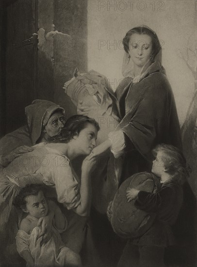 Charity, Photogravure Print from the Original Painting by Edouard Dubufe, The Masterpieces of French Art by Louis Viardot, Published by Gravure Goupil et Cie, Paris, 1882, Gebbie & Co., Philadelphia, 1883